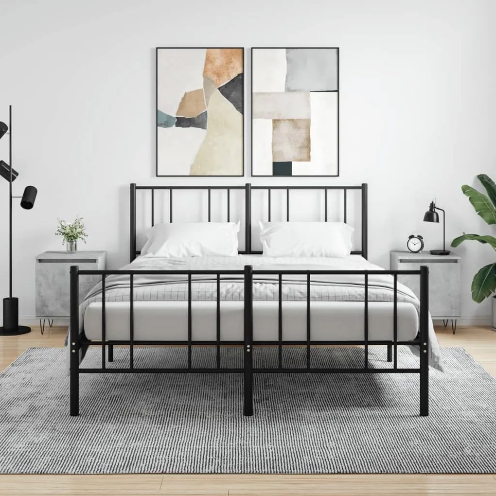 Comodini 2 Pz Grigio Cemento 40x30x50 Cm İn Legno Multistrato /