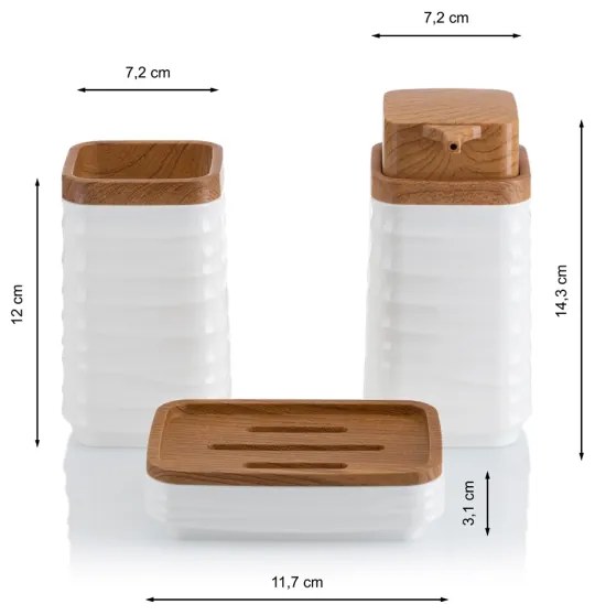 Set da bagno WAVE 5 pz bianco/marrone