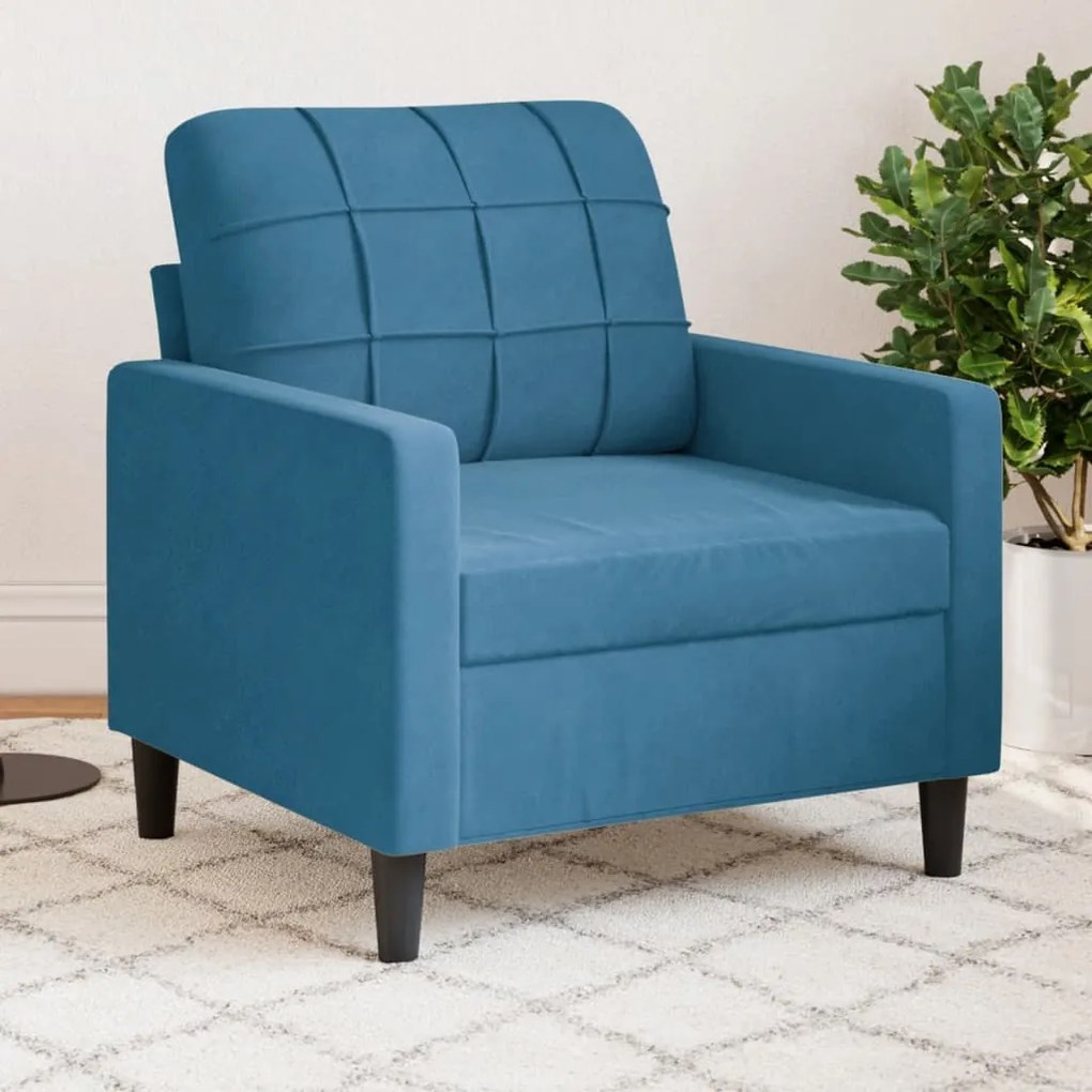 Poltrona Blu 60 Cm Velluto /