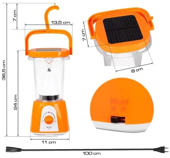 Lampada solare LED ricaricabile 710 lm 1600 mAh con powerbank 230V
