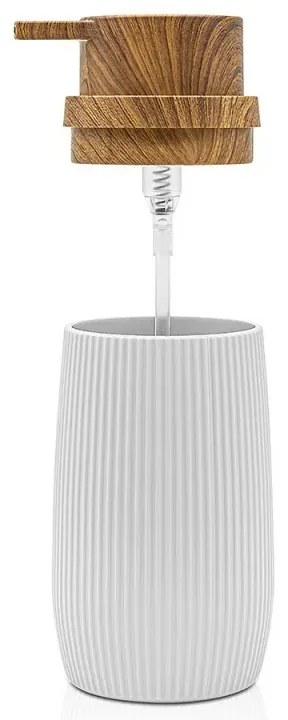 Dispenser per sapone liquido Bianco dettagli effetto legno Blob