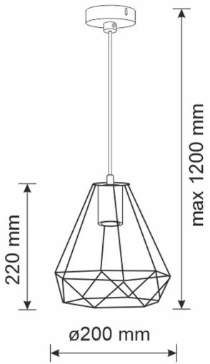 Lampadario su fune VIGO 1xE27/20W/230V