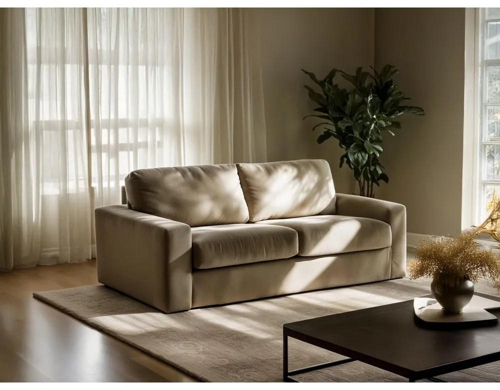 Divano grigio scuro allungabile con rivestimento in velluto a coste 195 cm Nona – Makamii