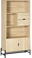 Libreria a Parete 80x35x155 cm in MDF e Metallo Legno Naturale