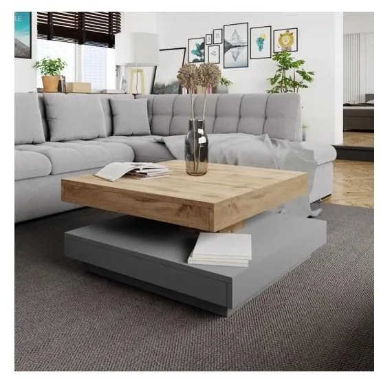 Tavolino NENANI 34x70 cm grigio/quercia wotan