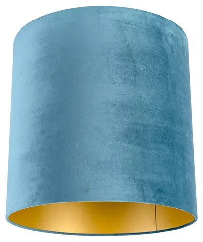 Paralume in velluto blu 40/40/40 con interno dorato