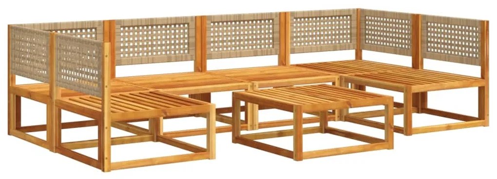 Set divano da giardino 7 pz con cuscini legno massello acacia