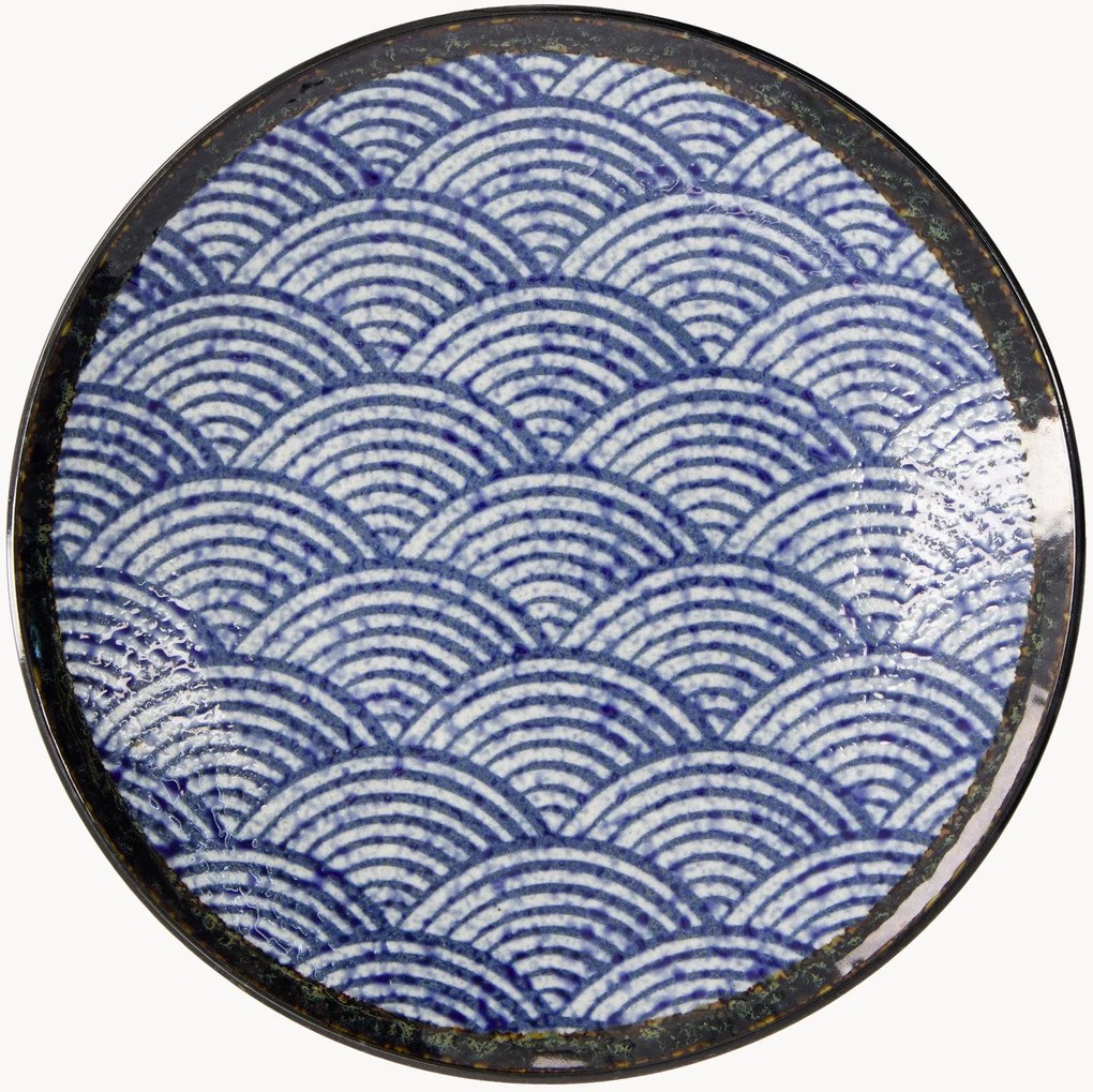 Set di 4 piatti in gres Aisai Seigaiha