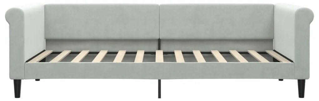 Divano Letto con Materasso Grigio Chiaro 90x200 cm in Velluto