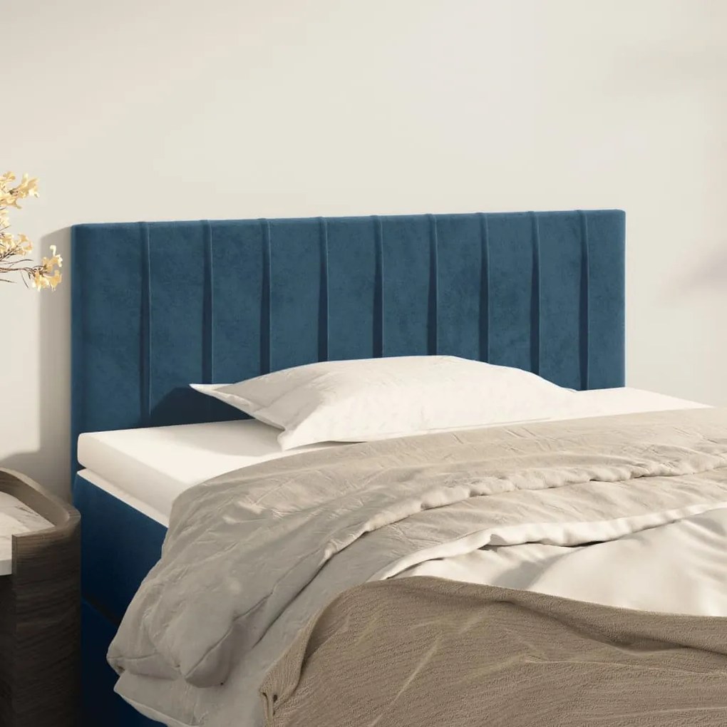 Testiera Blu Scuro 100x5x78/88 Cm İn Velluto /
