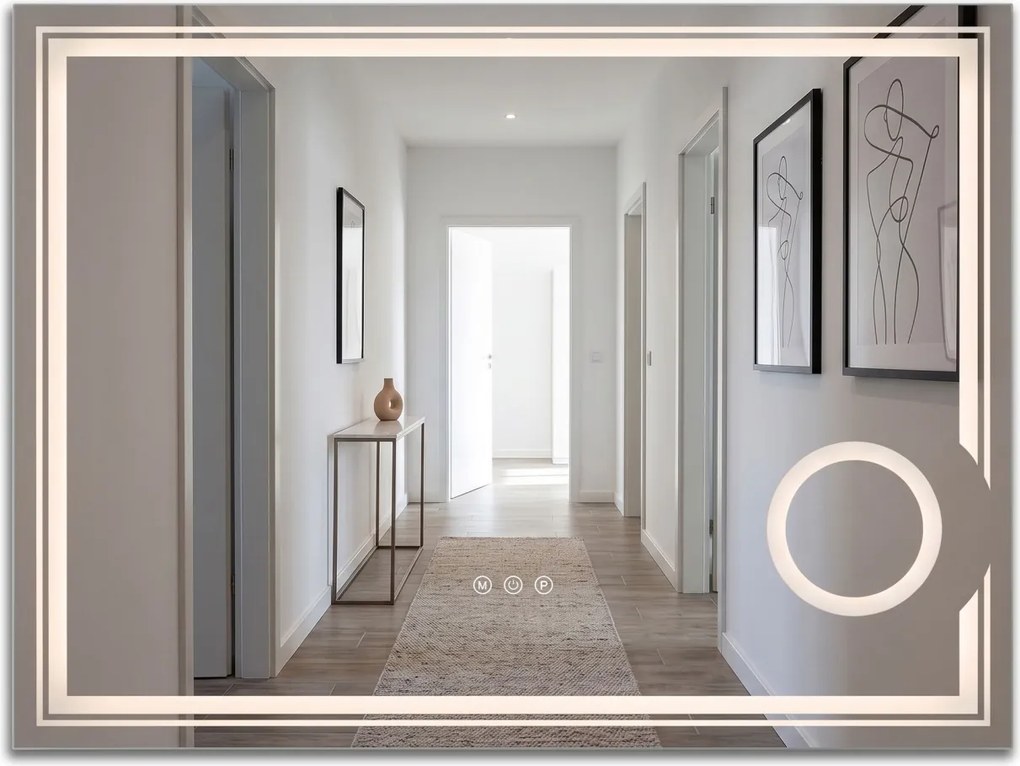 Specchio LED HAVEN con illuminazione – 80x60 cm