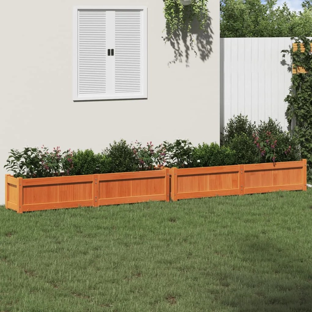 Fioriere Da Giardino 2pz Marrone Cera Legno Massello Di Pino /
