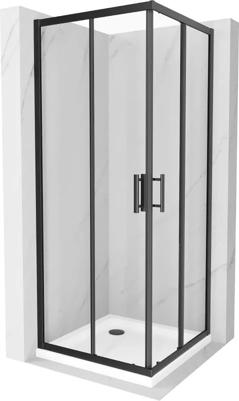 Mexen Rio cabina doccia quadrata 70 x 70 cm, trasparente, nera + piatto Flat, bianco - 860-070-070-70-00-4010B