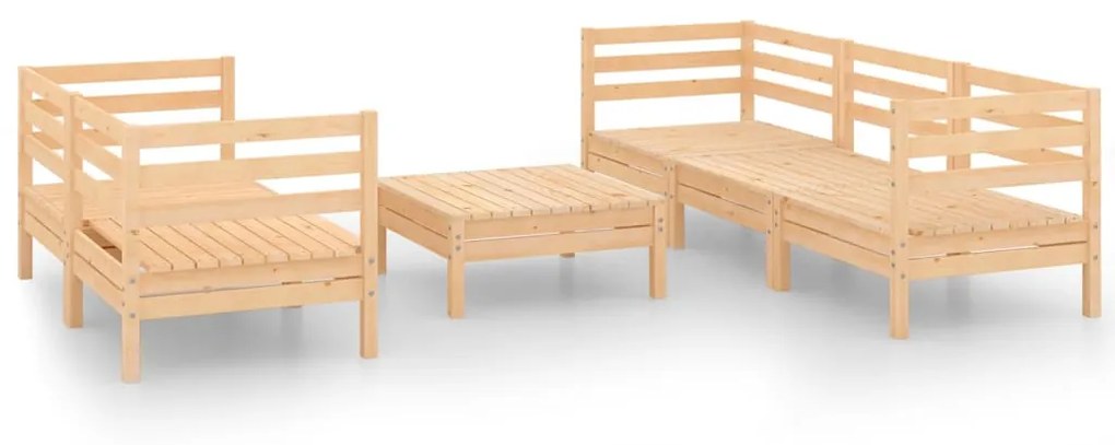 Set Divani da Giardino 6 pz in Legno Massello di Pino