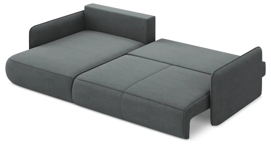 Divano angolare grigio allungabile/con contenitore (con penisola a sinistra) Nanea – Makamii