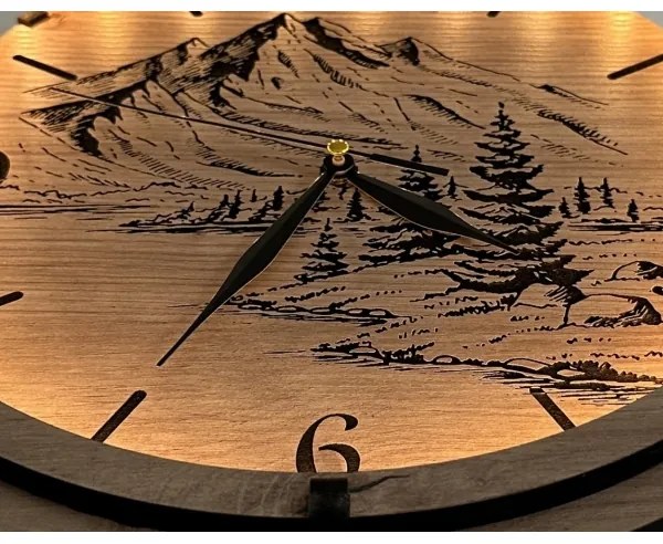 Li-Go 23697/DUB/BAT2 - Orologio LED dimmerabile con sensore, LED/1xAA, Ø 32 cm, rovere