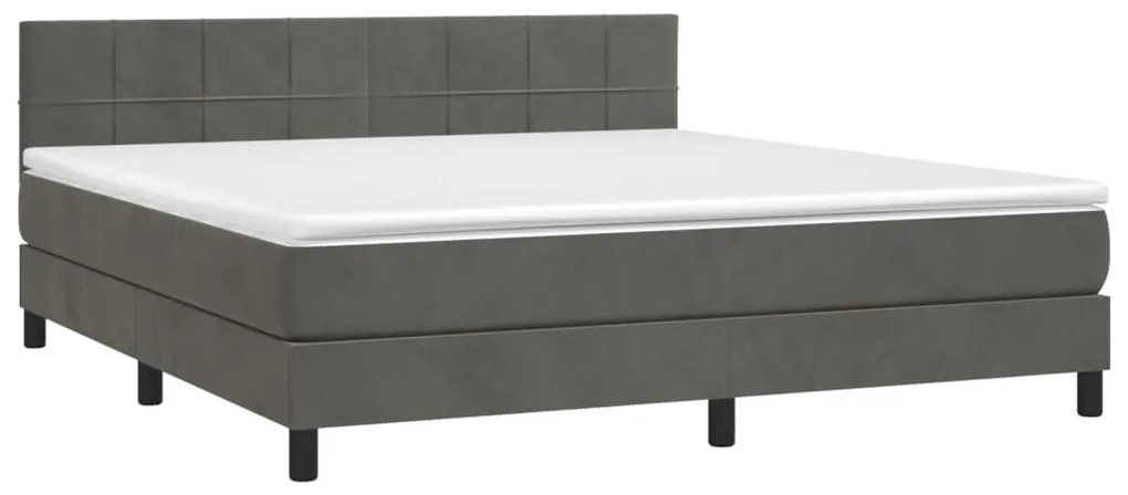 Letto a Molle con Materasso e LED Grigio Scuro 180x200 cm