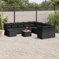 Set Divani da Giardino 12 pz con Cuscini Nero in Polyrattan 3256307