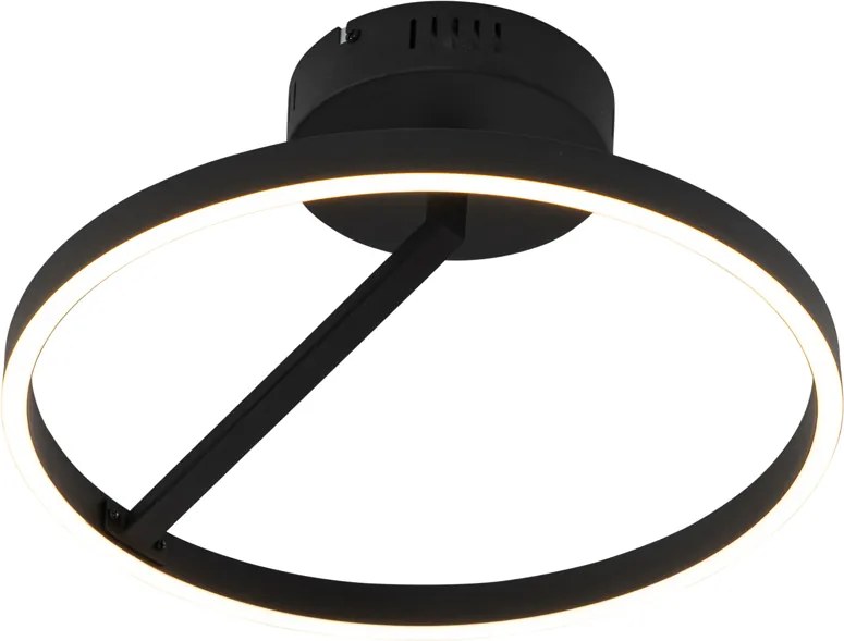 Plafoniera di design nera con LED dimmerabile a 3 livelli - Anello