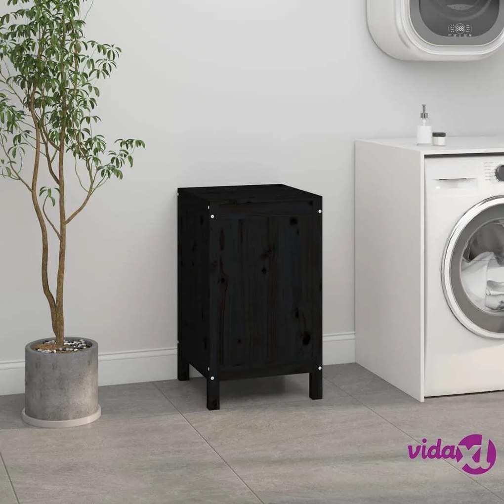 vidaXL Contenitore per Bucato Nero 44x44x76 cm Legno Massello Pino