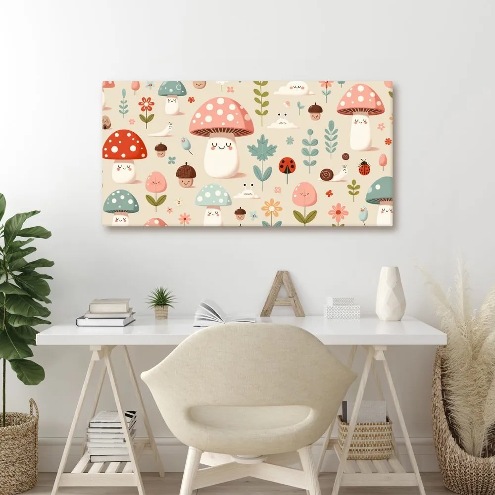 Quadro su tela – Favola del bosco con funghetti