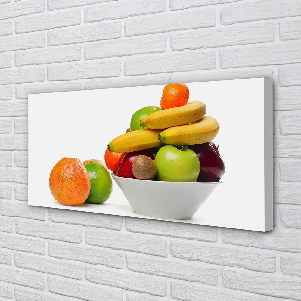 Stampa quadro su tela Frutta in una ciotola 100x50 cm