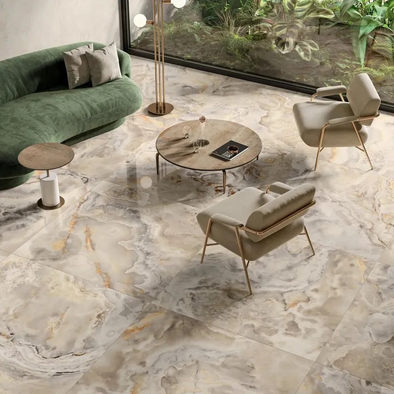 Piastrella da pavimento e rivestimento interno in gres porcellanato 120 x 120 cm rettificato avorio lucido Marmotech traffico medio (pei 2/5) Sp. 6 mm 2.88 mq