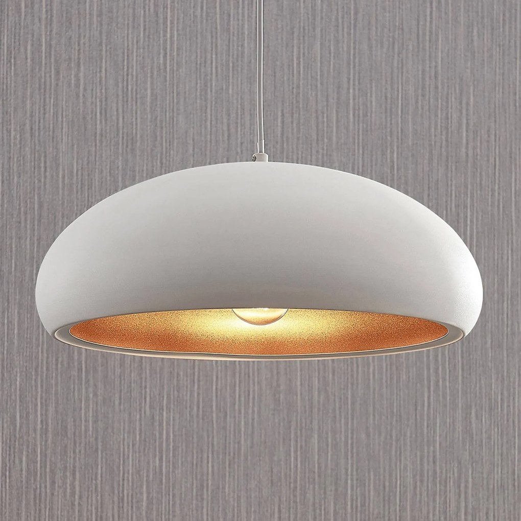 Lindby lampada a sospensione Gerwina, bianco/oro, metallo, 40 cm, E27