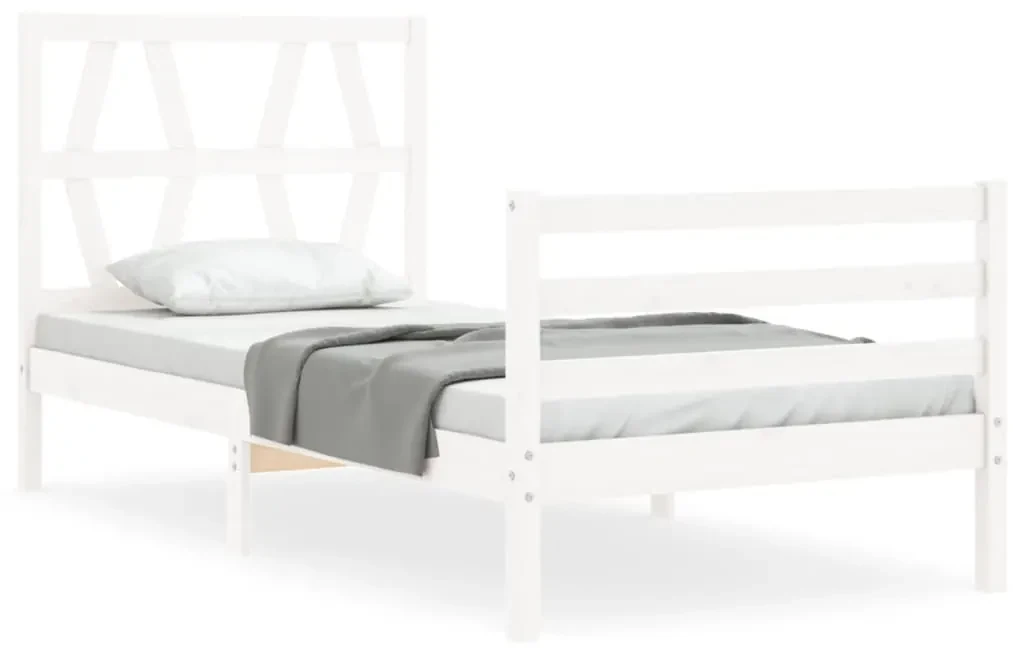 Giroletto con testiera bianco single in legno massello