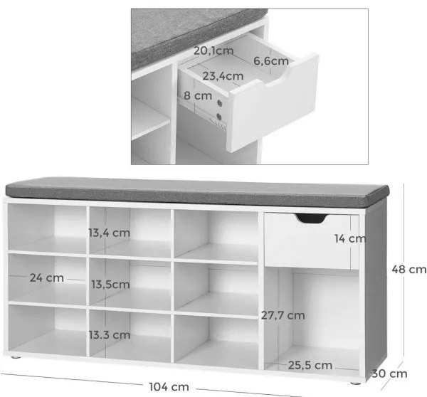 Scarpiera VOREN bianca/grigia