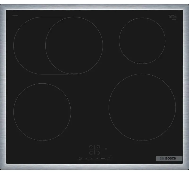 Bosch - Serie 4, Piano cottura a induzione, 60 cm, Nero, Con cornice sul top, PIF64RBB5E