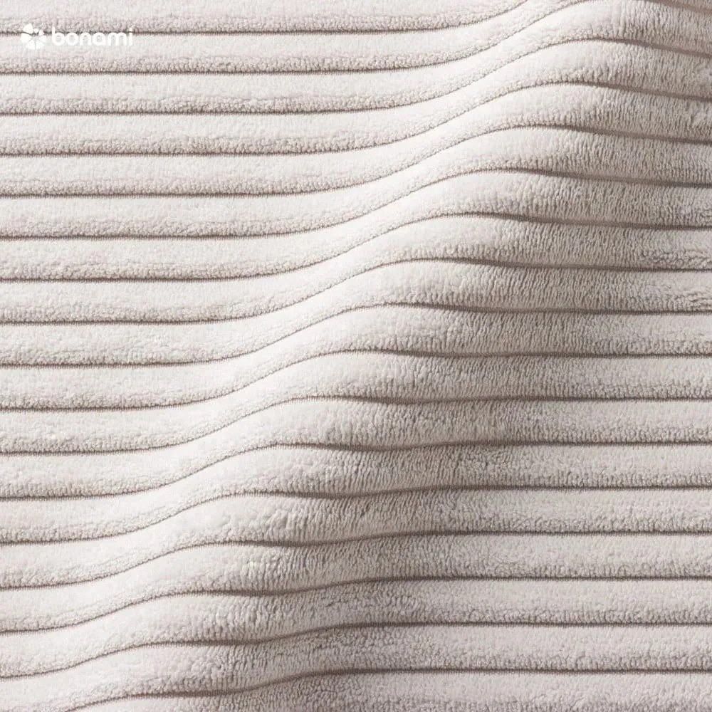 Chaise longue beige (con penisola a destra) con rivestimento in velluto a coste Chic Charlotte – Miuform