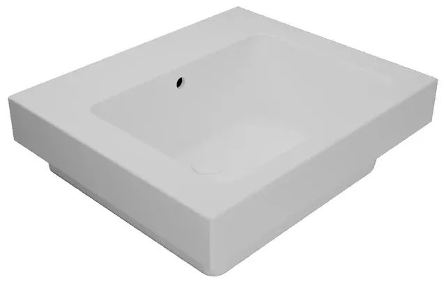 Lavabo da incasso con bordo a vista rettangolare vasca centrale Alaqua L 60 x H 25 x P 21 cm in ceramica bianco opaco