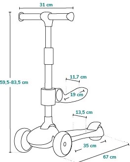 Lionelo - Monopattino 2in1 FRANKY bianco/beige per bambini