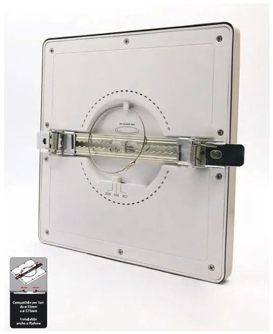 BILLY Clip on LED quadrato bianco CCT regolabile ghiera nikel lucido inclusa (sostituisce VRD 28)