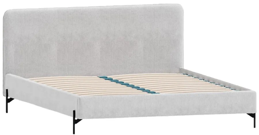 Letto matrimoniale imbottito grigio chiaro con griglia 180x200 cm Barker - Ropez