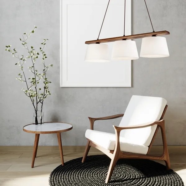 Sospensione a cavo AIDA 3xE27/60W/230V Ø 25 cm rovere/noce