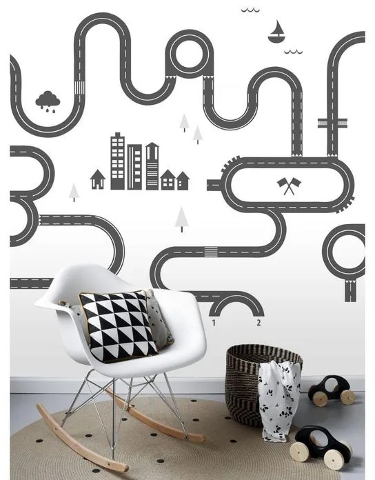 Fotomurale ESTA Disegno strada, nero e bianco 139X280 cm