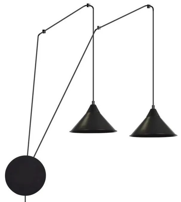 Lampadario a sospensione con filo ABRAMO 2xE27/15W/230V nero