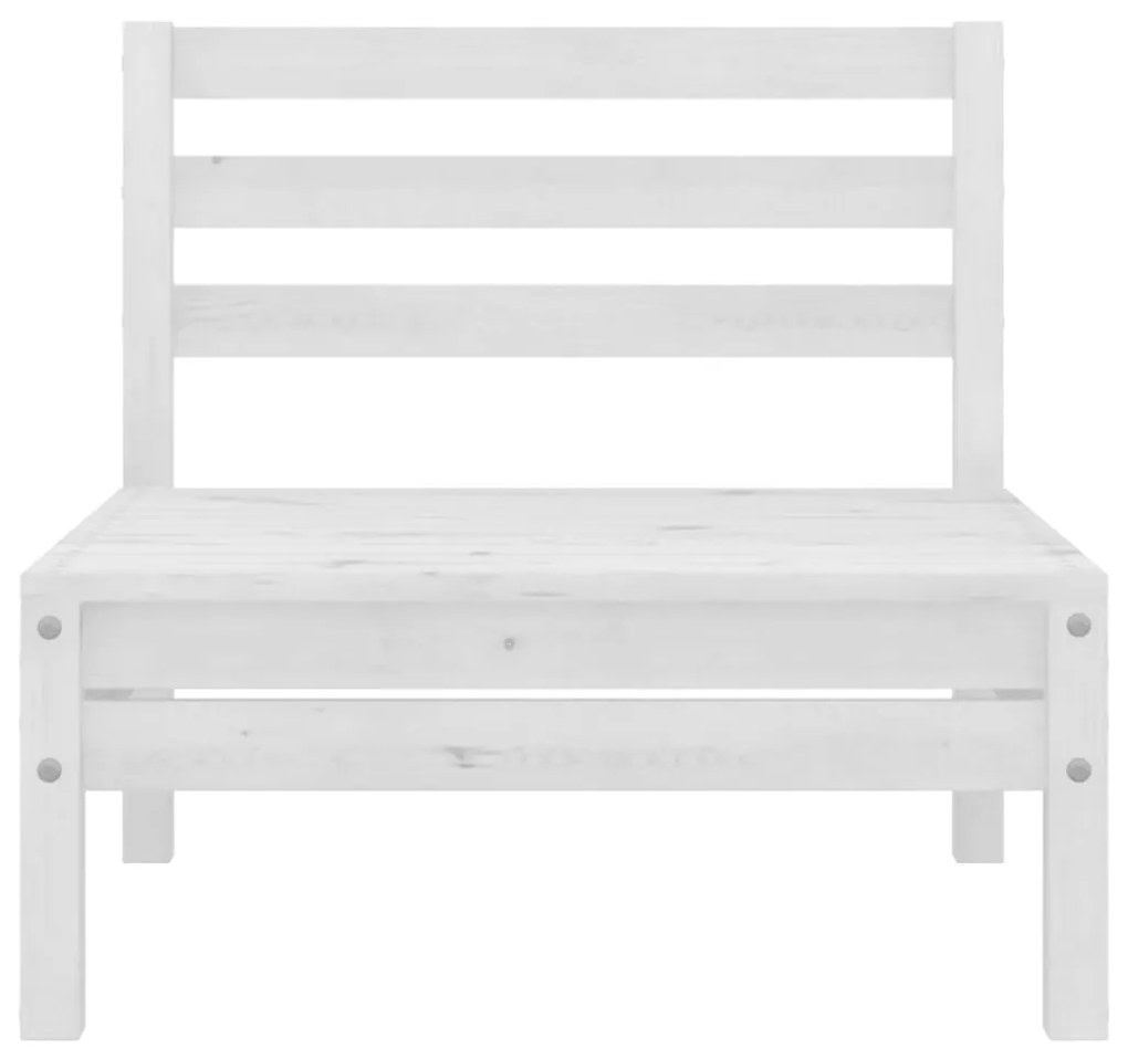 Set Divani da Giardino 7 pz Bianco in Legno Massello di Pino