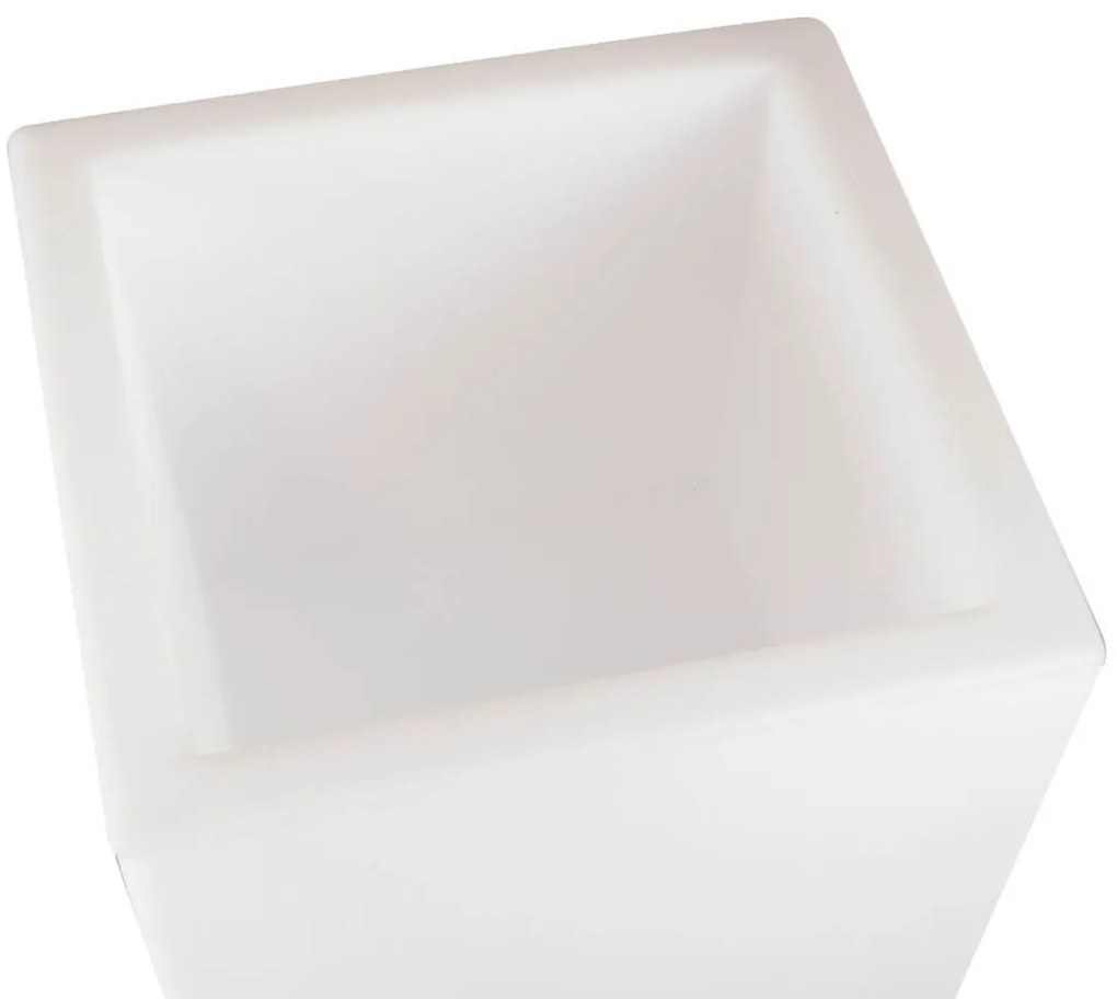 Vaso Illuminabile Quadrato 40x40xH90cm E27 Colore Bianco