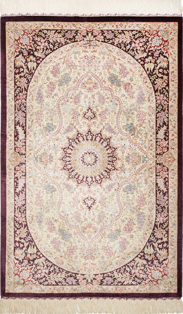 Ghom Tappeto 120 x 80 Beige (Iran) Annodato A Mano