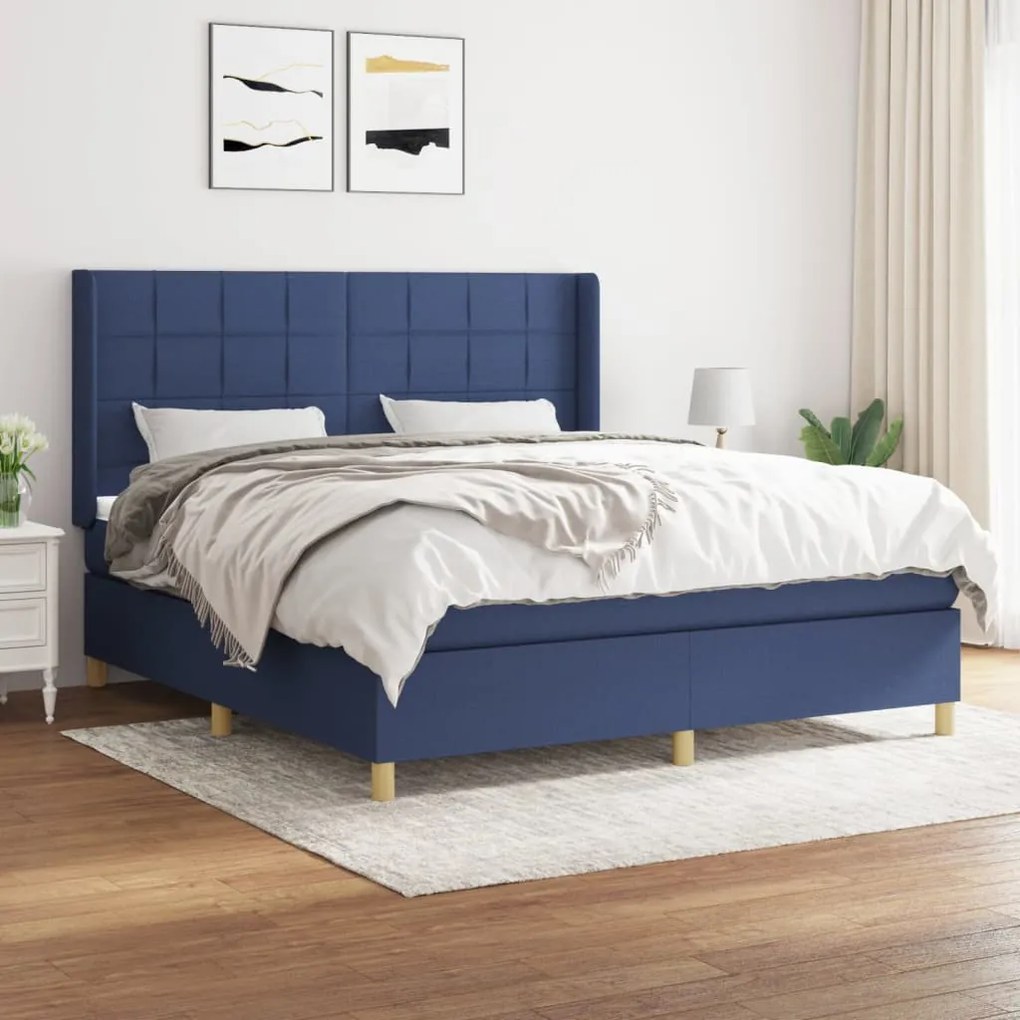 Giroletto A Molle Con Materasso Blu 160x200 Cm İn Tessuto /