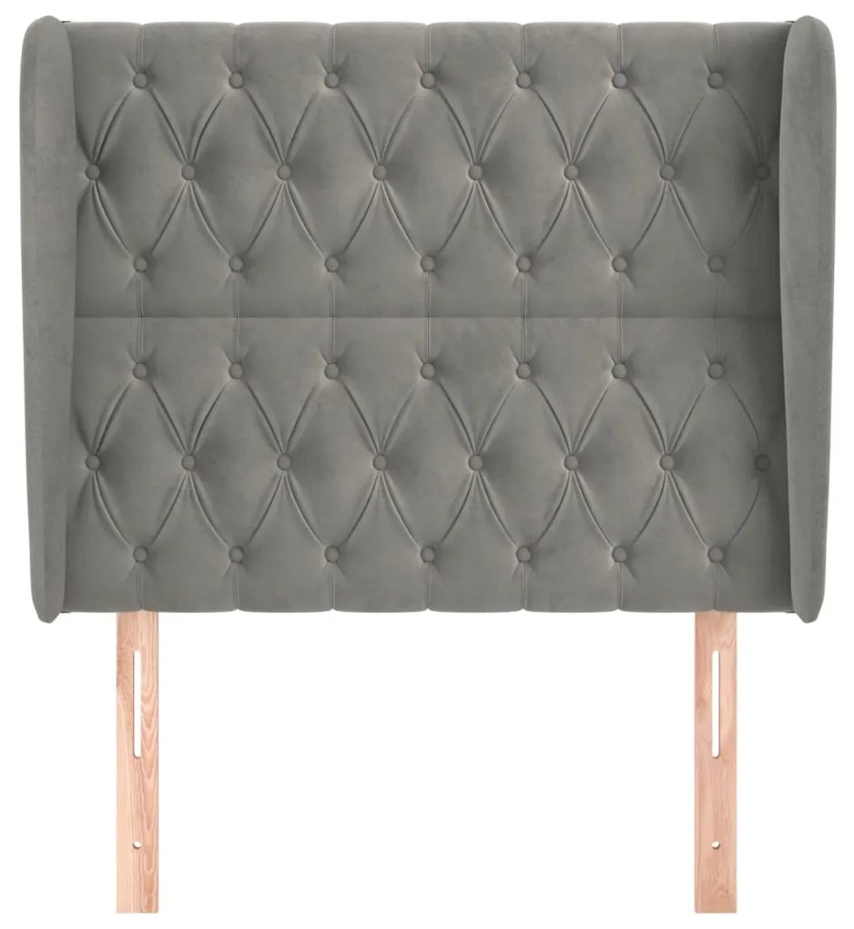Testiera ad orecchio grigio chiaro 93x23x118/128 cm in velluto