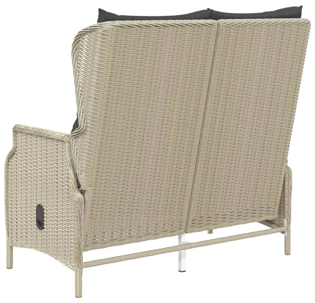 Panca da Giardino 2 Posti con Cuscini Polyrattan Grigio Chiaro