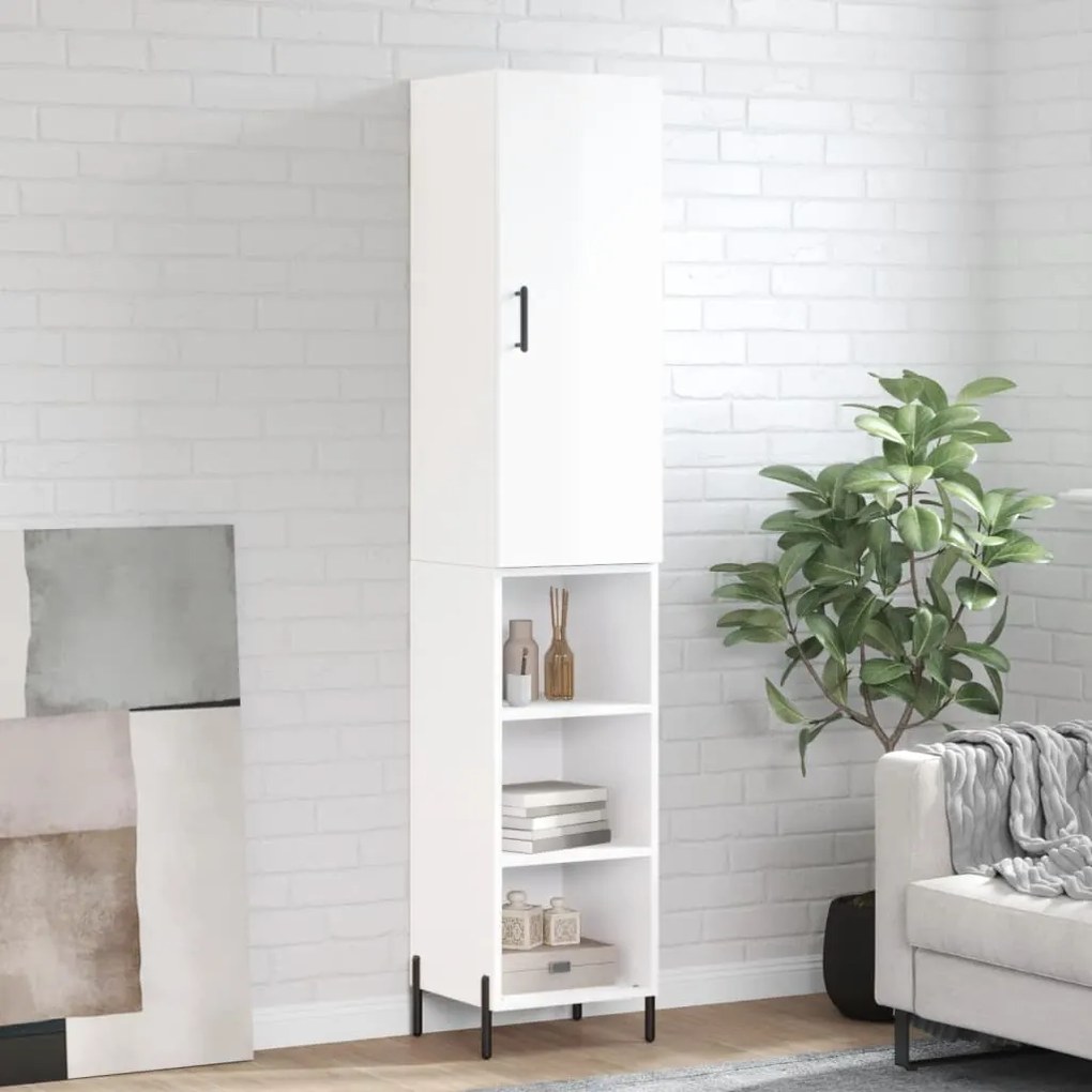 Credenza 34,5x34x180 Cm İn Legno Multistrato Bianco Lucido /