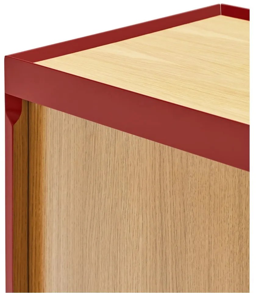 Cassettiera bassa rossa effetto rovere 165x78 cm Arista - Teulat