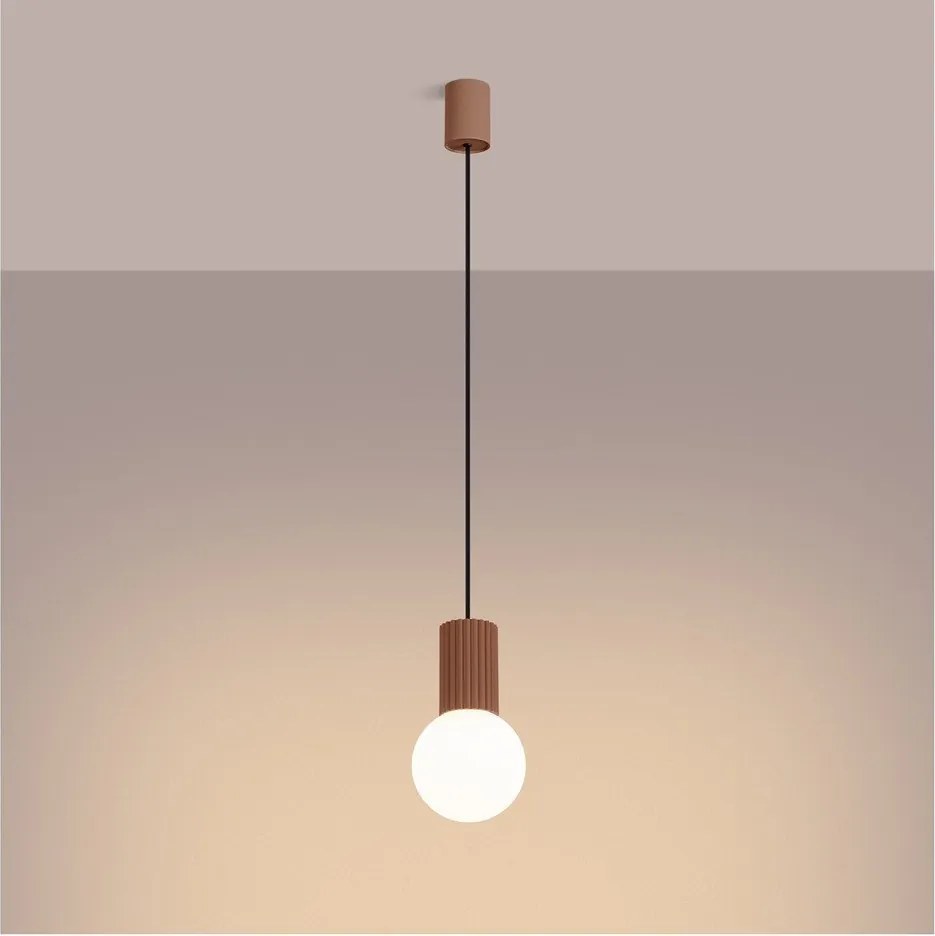 Lampadario marrone chiaro con paralume in vetro ø 12 cm Orbital – Sollux