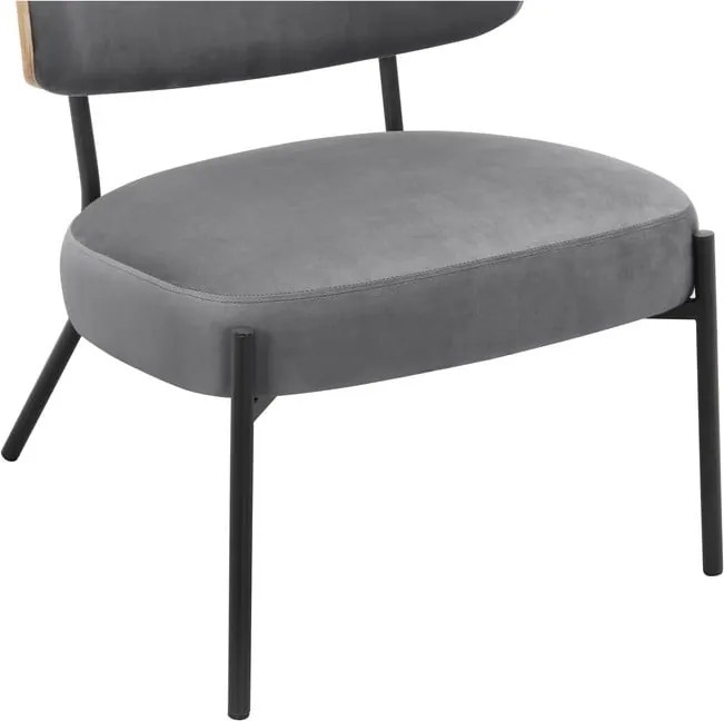 Poltrona in velluto grigio con poggiapiedi Jerry - Støraa