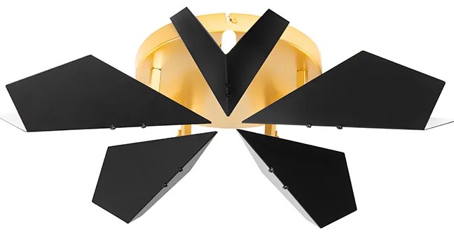 Plafoniera di design nera con oro 5 luci - Sinem